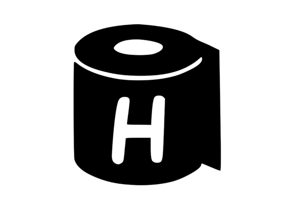 Toilet Paper Roll with Playful Mono H