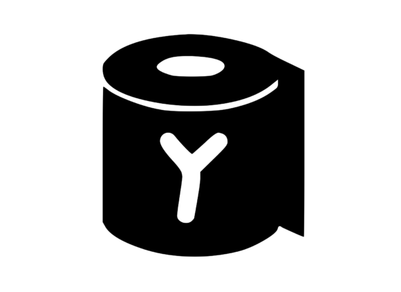 Toilet Paper Roll with Playful Mono Y
